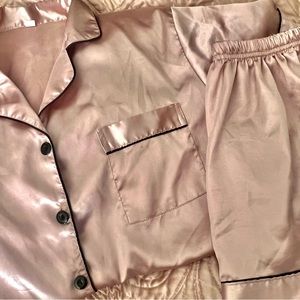 Champagne Nude Satin Lounge Set